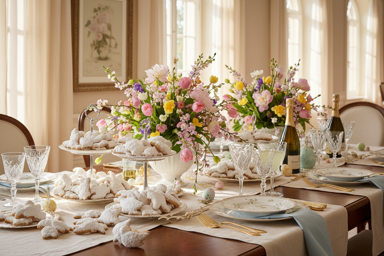Tavola Pasquale con Colombelle di Pasta di Mandorla