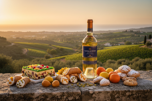 Terre d'Ocra Moscato con paesaggio siciliano